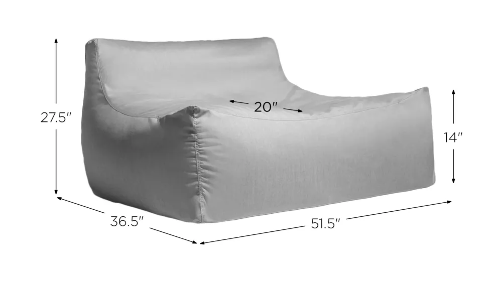Veridiana Outdoor Bean Bag Loveseat / Modern Patio Sofa Dimensions