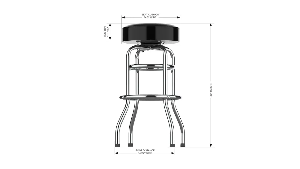 NFL Backless Swivel Bar Stool Dimensions