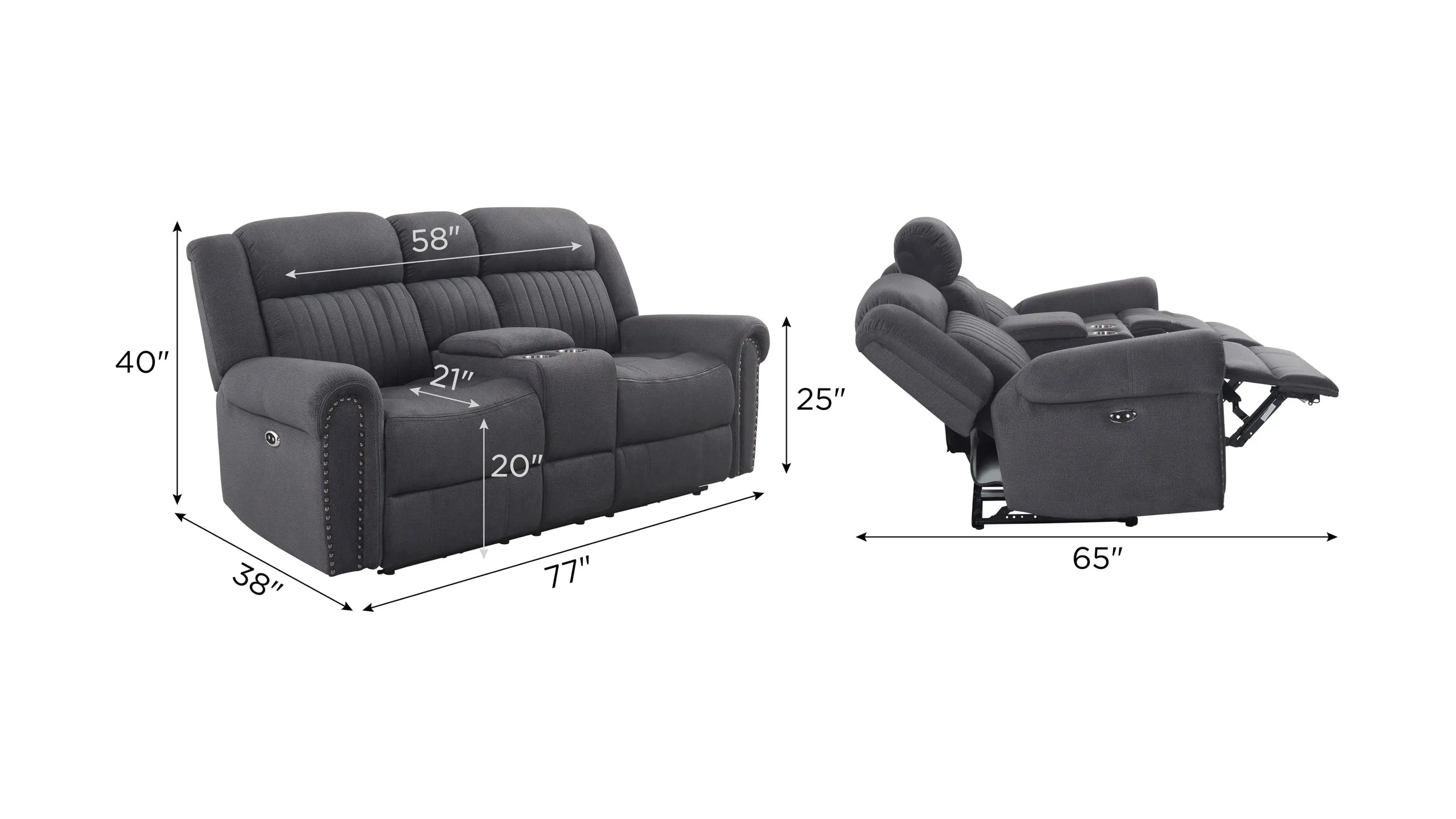 Harrison Power Console Loveseat | Raymour & Flanigan