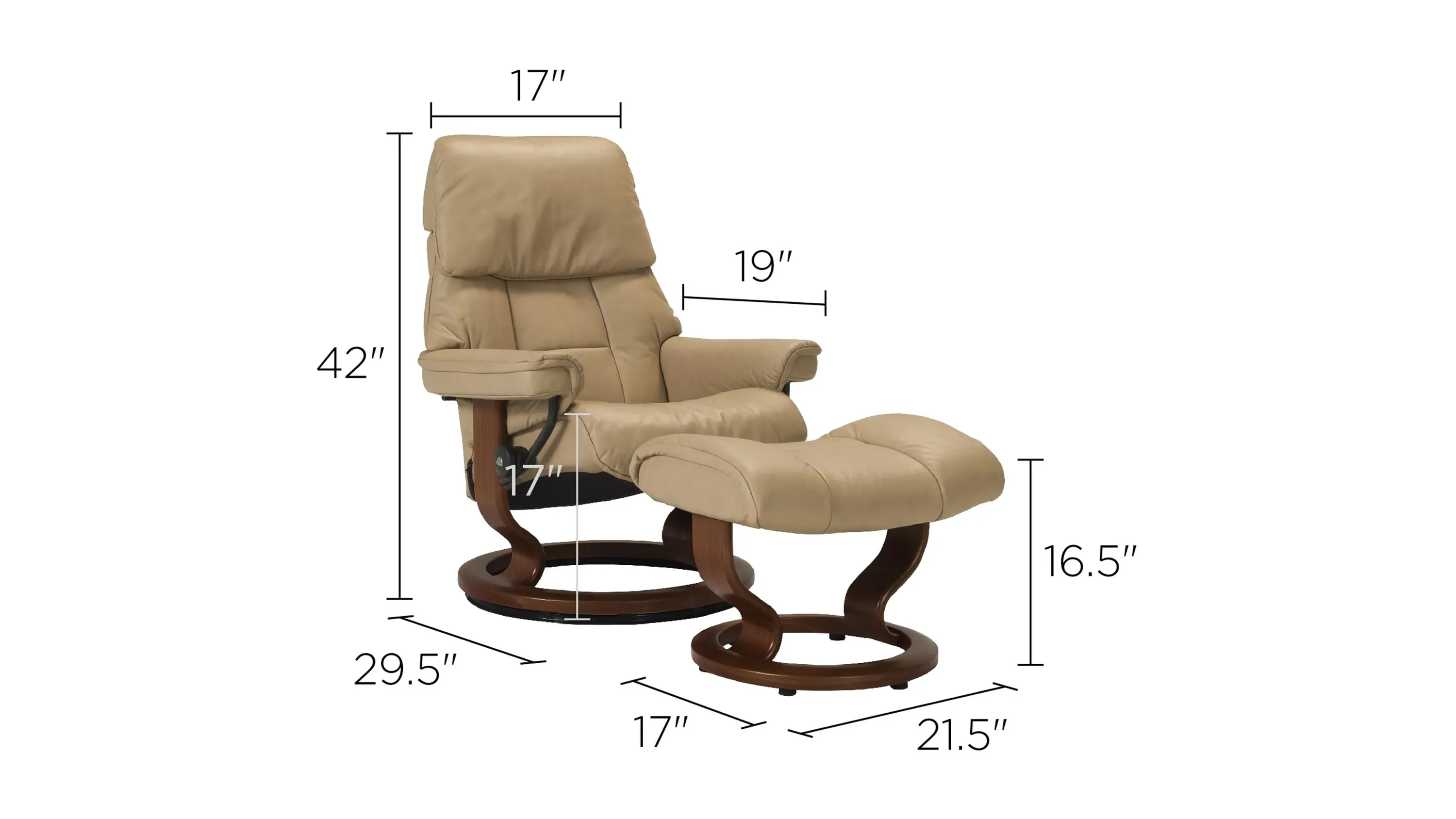 Stressless Ruby Small Leather Reclining Chair and Ottoman