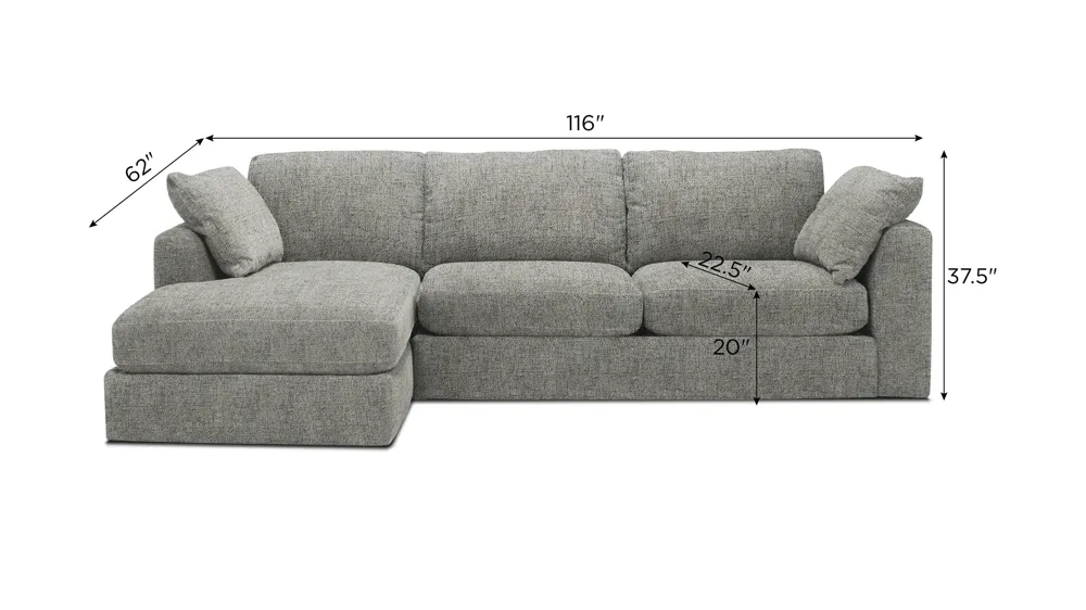 Nappily 2-pc. Sectional Dimensions