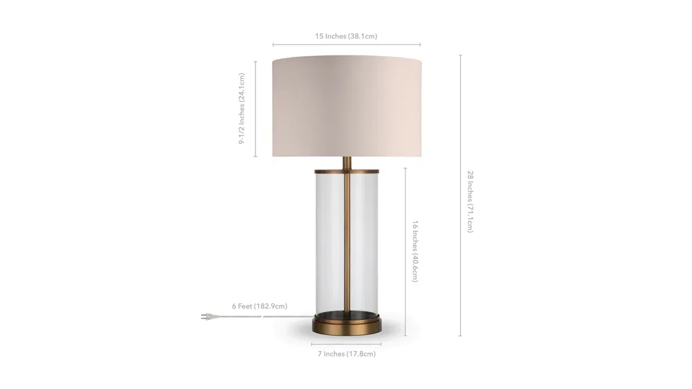Dillan Clear Glass Table Lamp Dimensions
