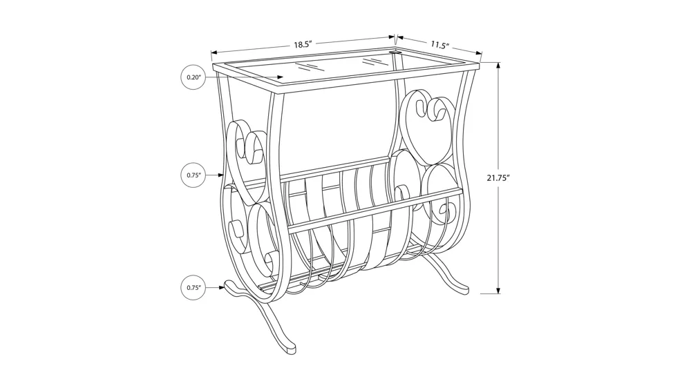 Sorenson Magazine Table Dimensions