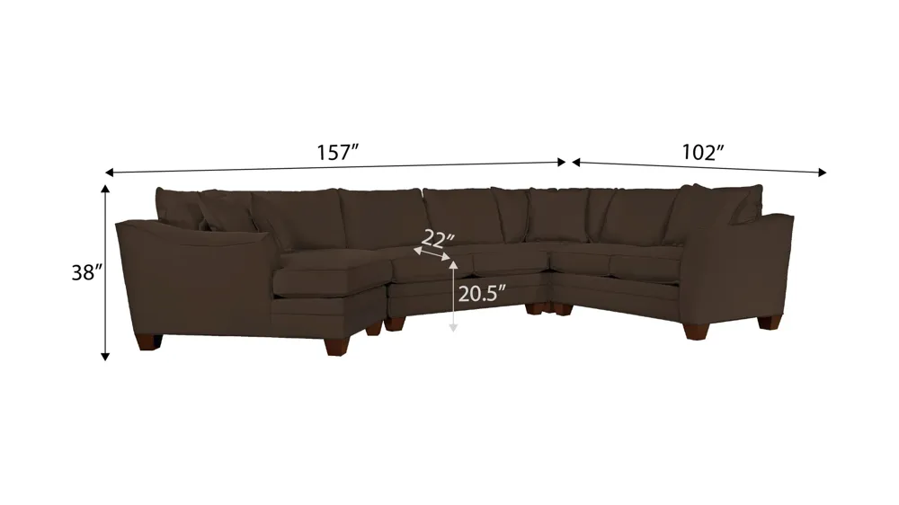 Foresthill 4-pc. Left Hand Cuddler with Loveseat Sectional Sofa Dimensions