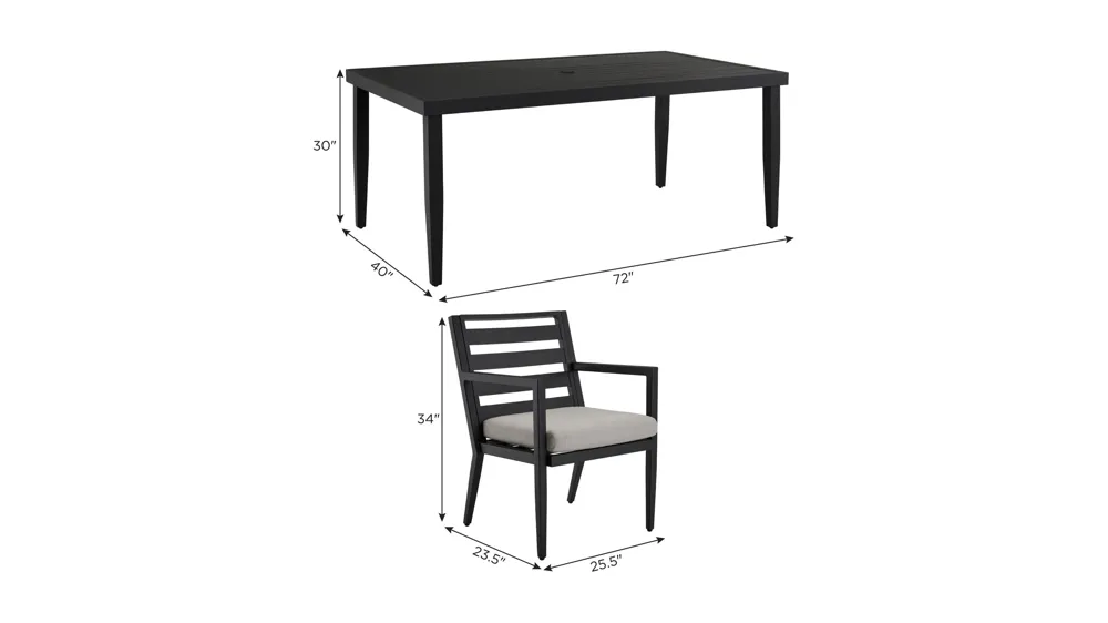 Crescent Bay 7-pc. Outdoor Dining Set Dimensions