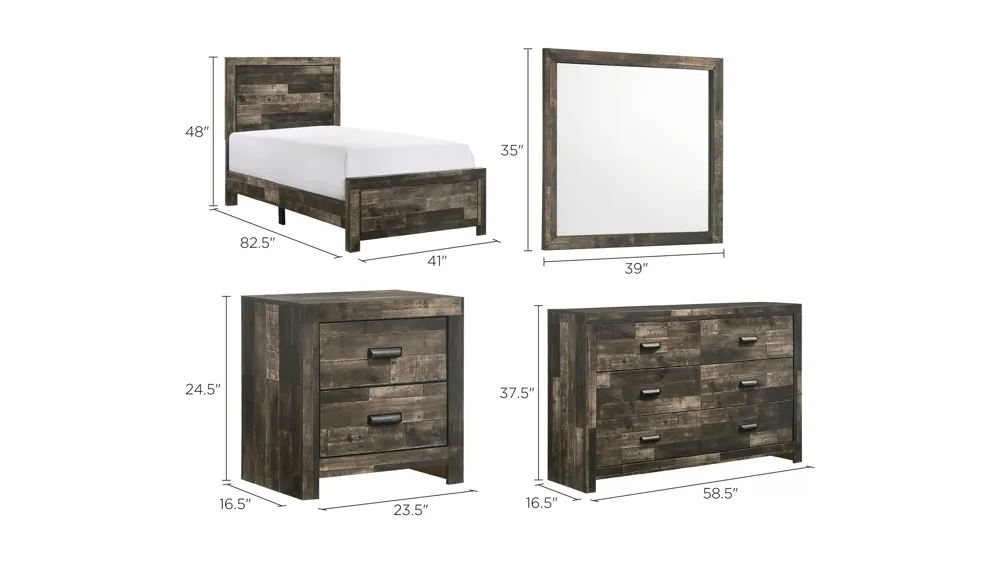 Tallulah 4-pc. Bedroom Set Dimensions