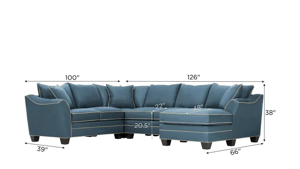 Foresthill 4-pc. Sectional w/ Right Arm Facing Chaise Dimensions