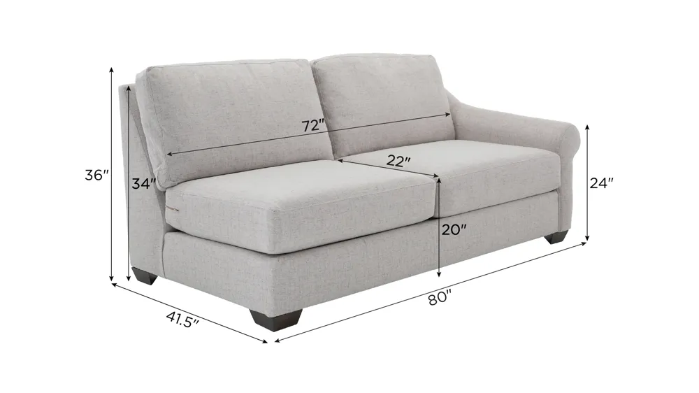 Thatcher Right Arm Facing Loveseat Dimensions