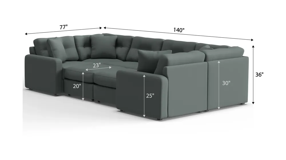 ModularOne 8-pc. Sectional Dimensions