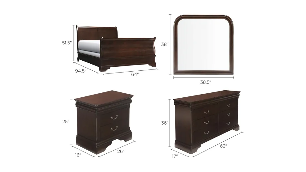 Charleston 4-pc. Bedroom Set Dimensions