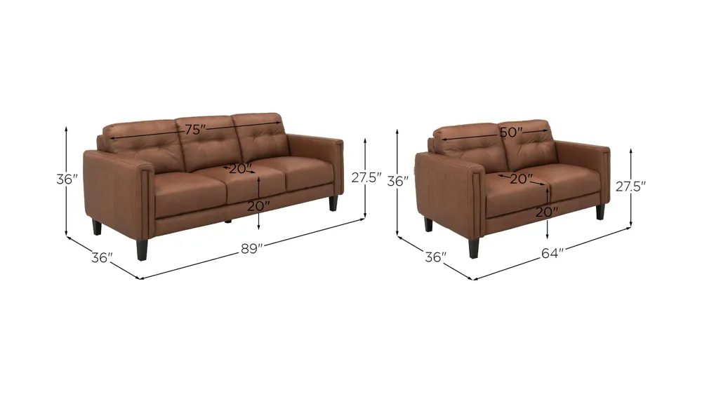 Salerno Living Room Set Dimensions