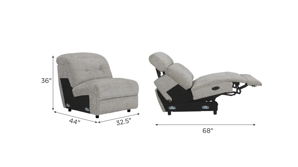 Carson Dual Power Reclining Armless Chair Dimensions