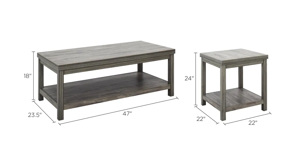 Fontaine 3-pc. Occasional Table Set Dimensions