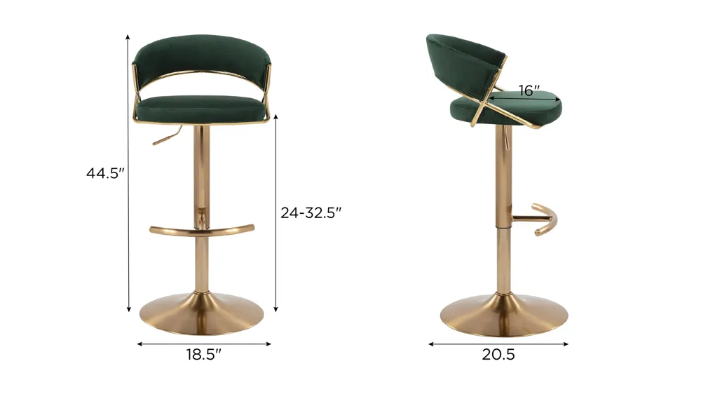 Jie Adjustable Barstool - Set of 2 Dimensions