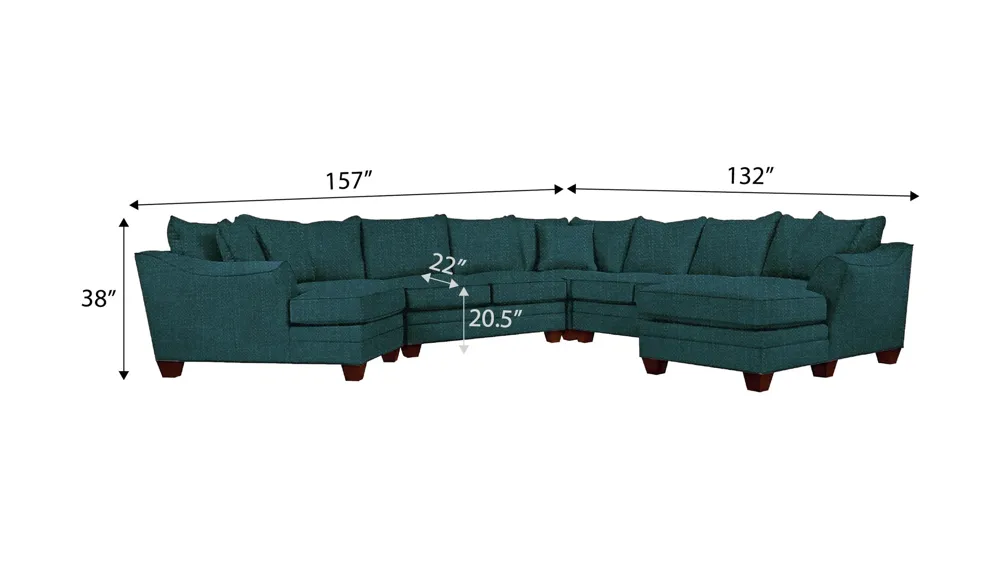 Foresthill 5-pc. Right Hand Facing Sectional Sofa Dimensions