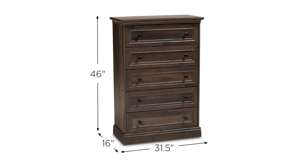 Nolan 5-Drawer Wood Chest Dimensions