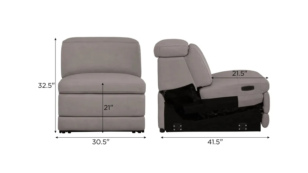 Finnegan Dual Power Armless Recliner Dimensions