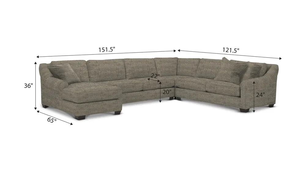 Thatcher 4-pc. Sectional Dimensions