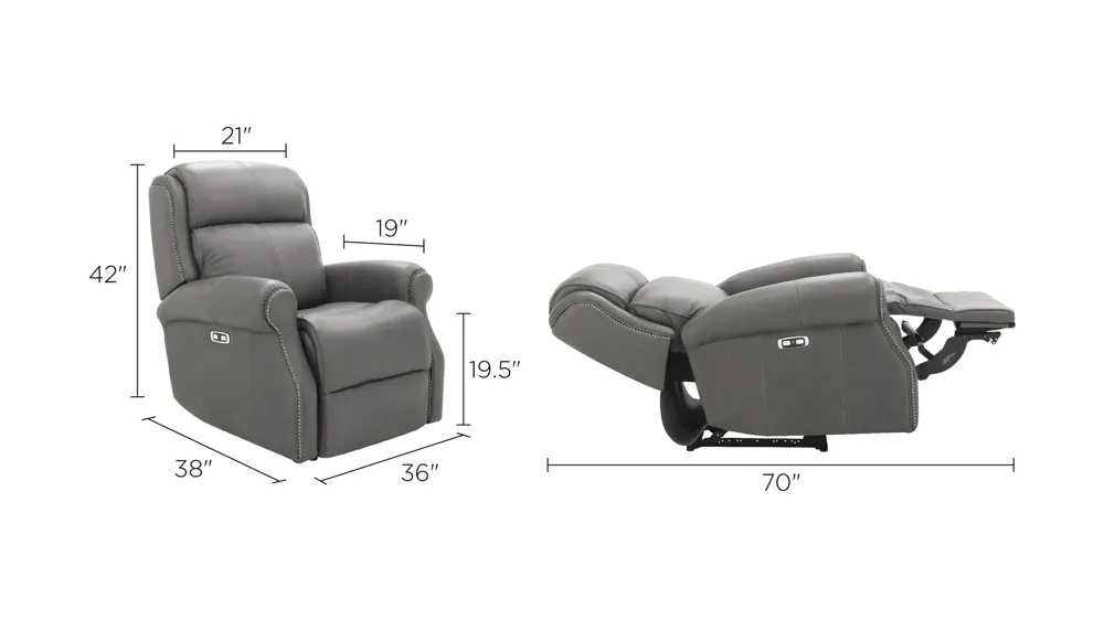 Cabella Power Recliner w/ Power Headrest Dimensions