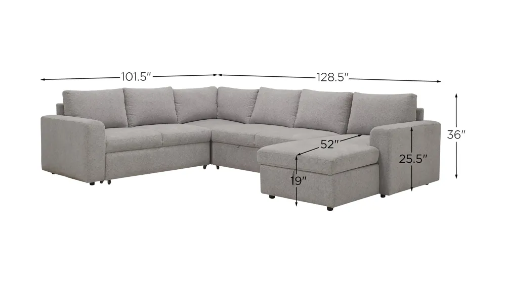 Barry 4-pc. Sectional w/ Pop-Up Sleeper Dimensions