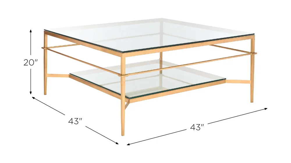Devin Gold Leaf Glass Cocktail Table Dimensions