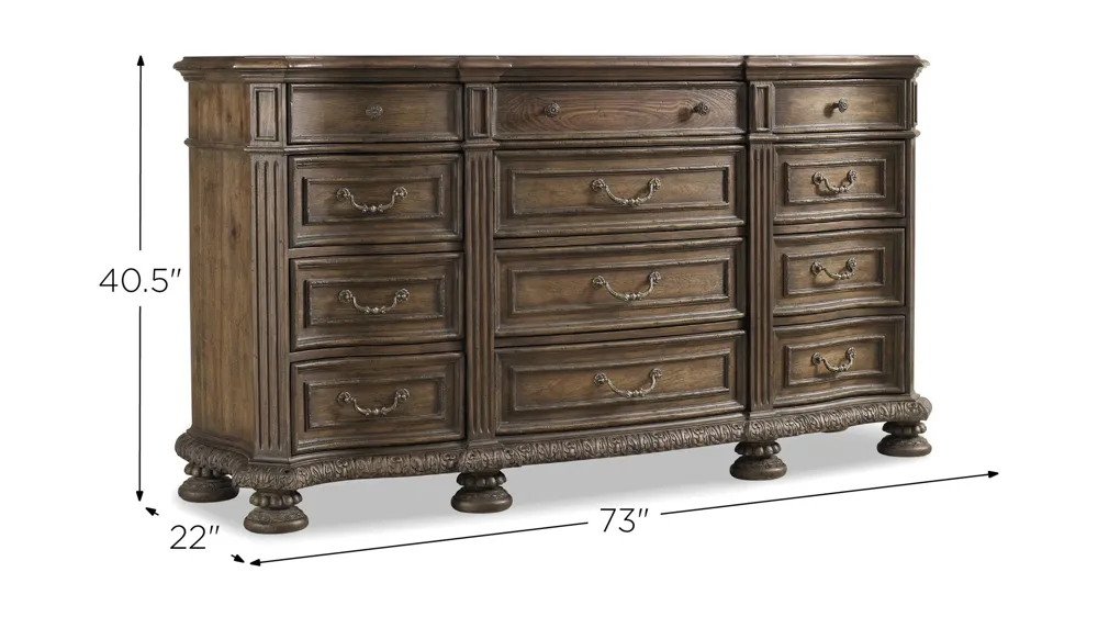 Rhapsody Twelve Drawer Dresser Dimensions