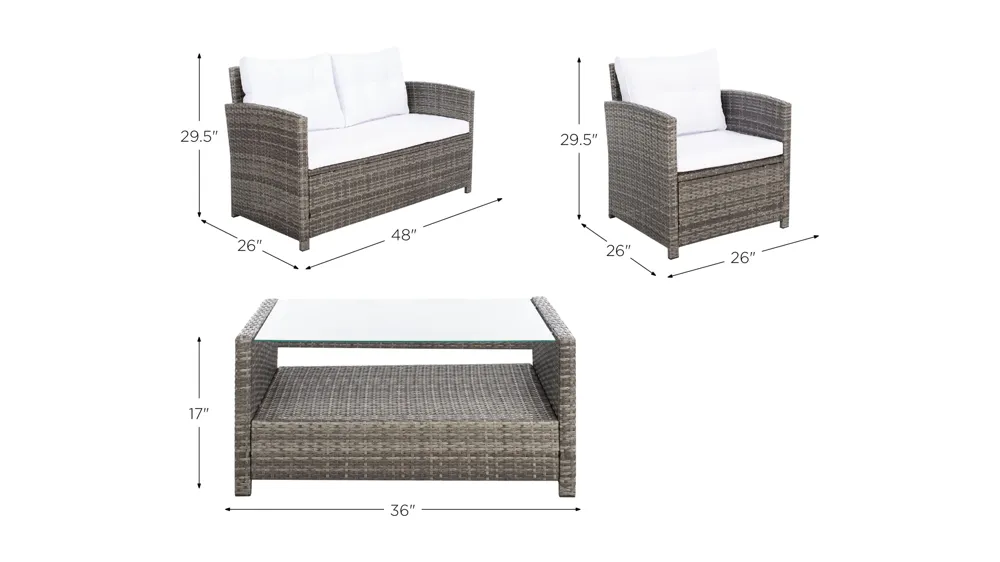 Abarrane 4-pc. Patio Set Dimensions