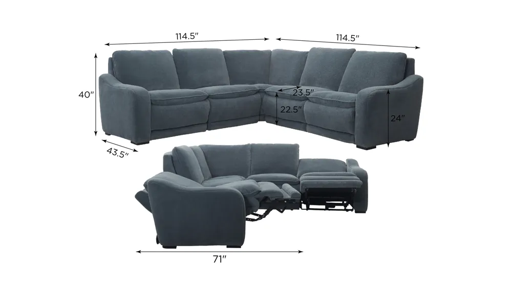 Celine 5-pc. Power Sectional Dimensions