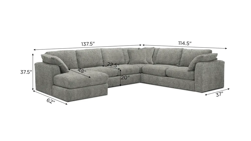Nappily 4-pc. Sectional Dimensions