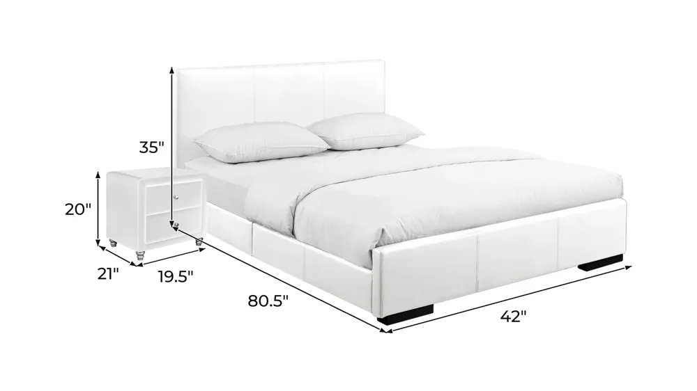 Hindes Platform Bed with 1 Nightstand Dimensions