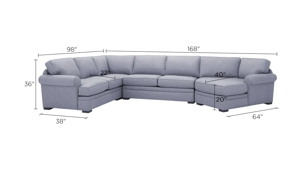 Granger 4-pc. Sectional Sofa Dimensions