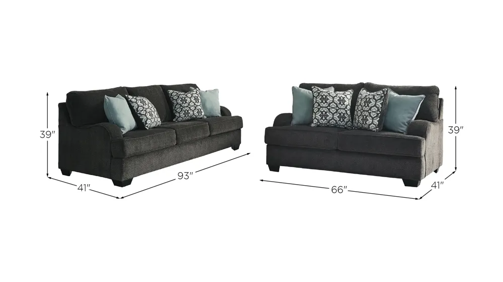 Charenton Sofa and Loveseat Set Dimensions