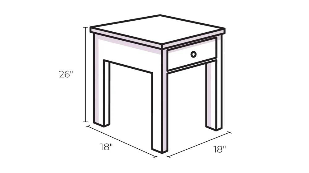 Lake House Square Chairside Table Dimensions
