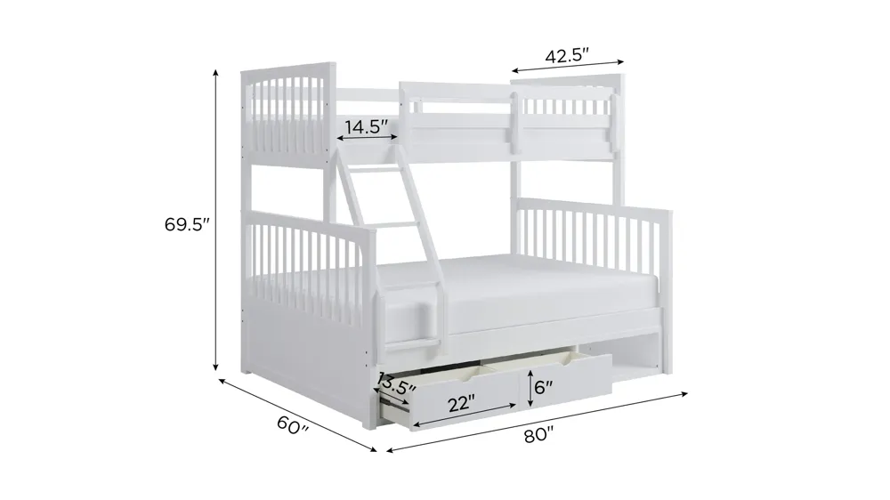 Apollo Bunk Bed with Storage Dimensions