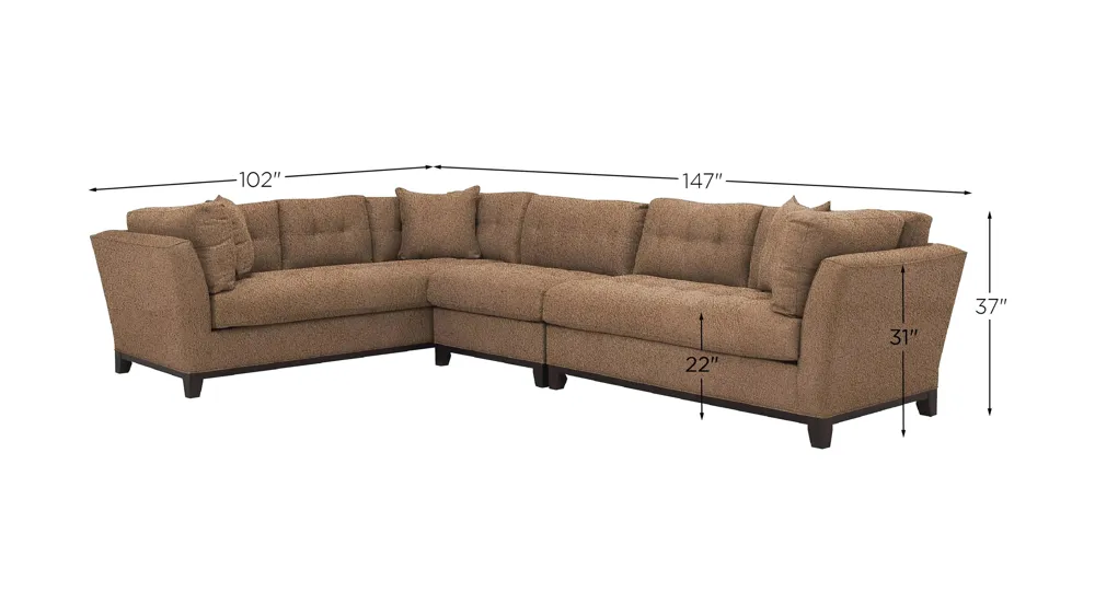 Cityscape 3-pc. Sectional Dimensions