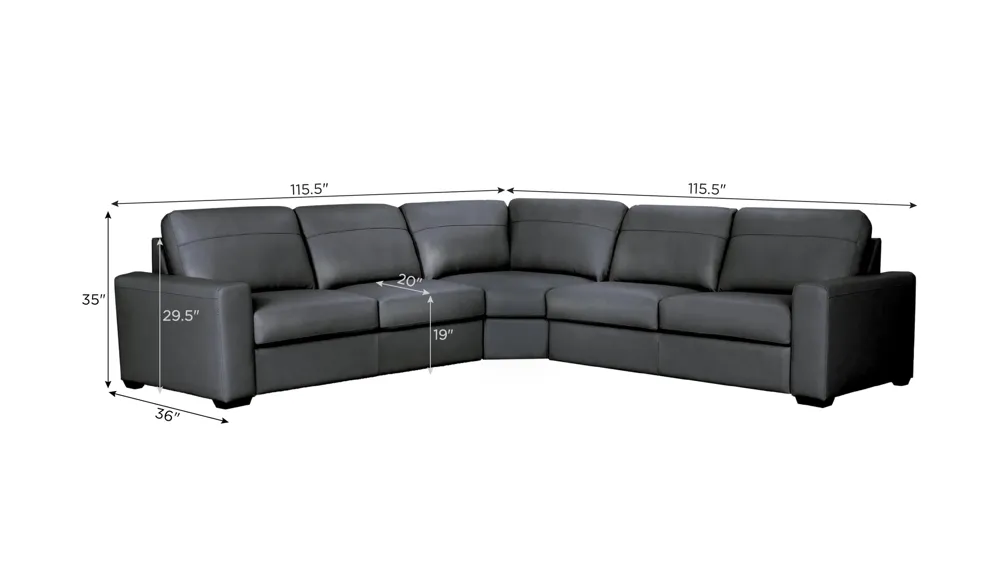 Harley 4-pc. Leather Sectional Dimensions