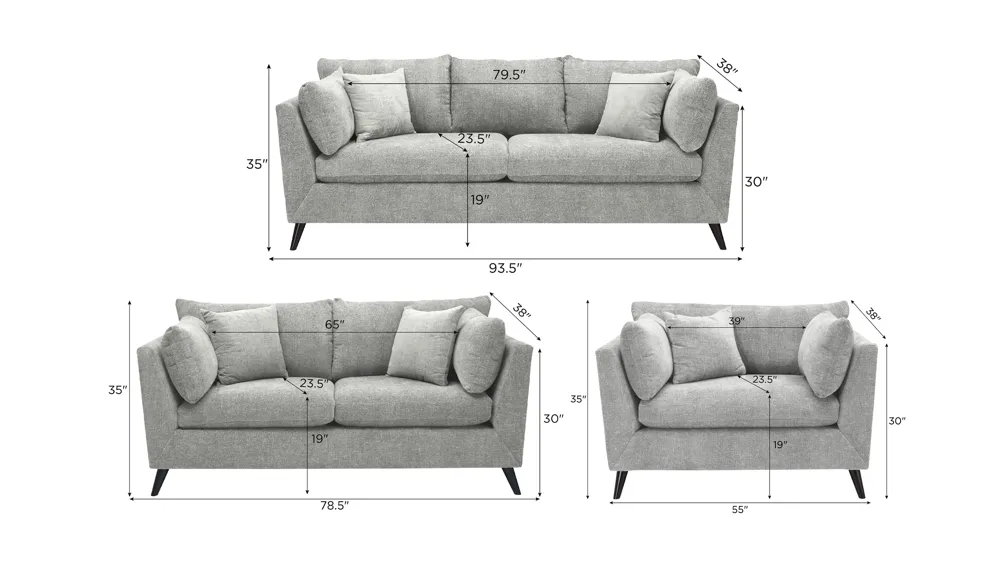 Caruso Living Room Set Dimensions