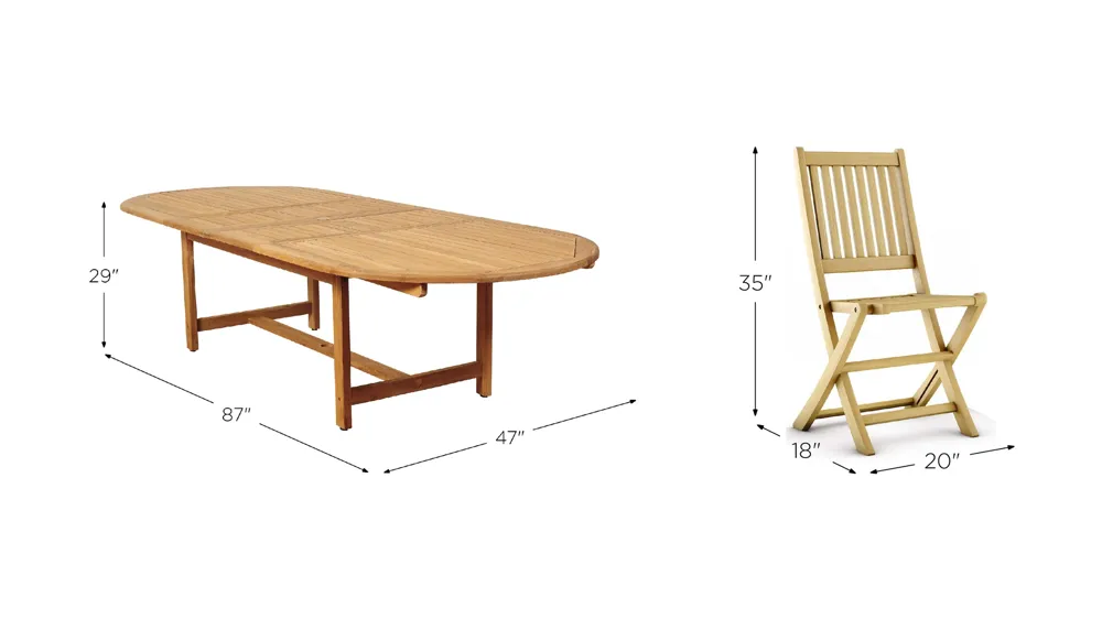 Campos 13-pc. Oval Extendable Patio Dining Table Set Dimensions