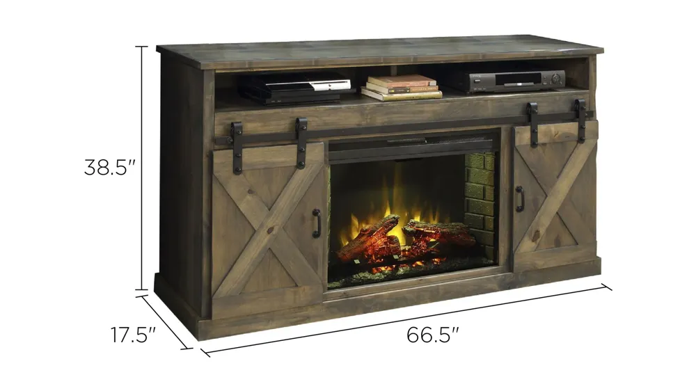 Farmhouse 66" Fireplace TV Console Dimensions