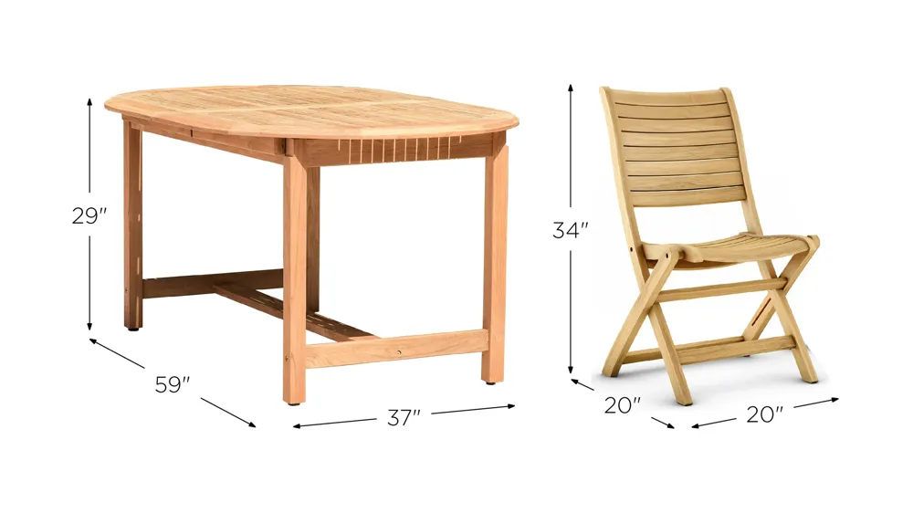 Campos 7-pc Oval Extendable Patio Dining Table Set Dimensions