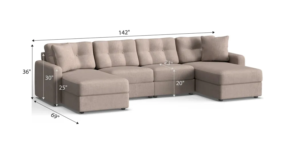 ModularOne 4-pc. Sectional Dimensions