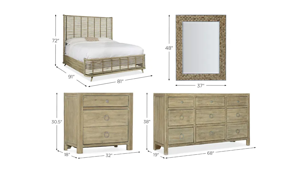 Sundance 4-pc. Rattan Bedroom Set Dimensions