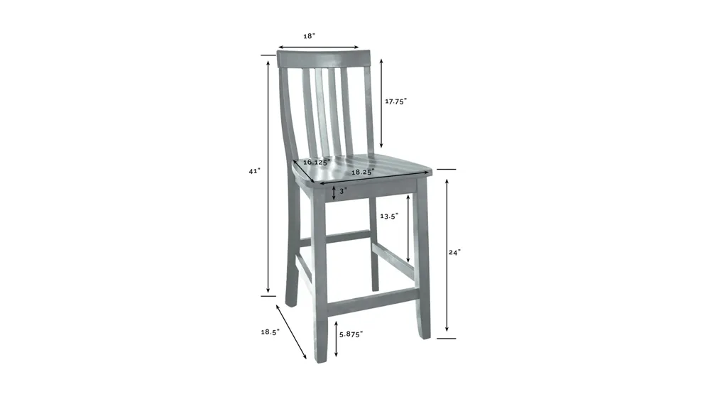 School House Counter Stool - Set of 2 Dimensions