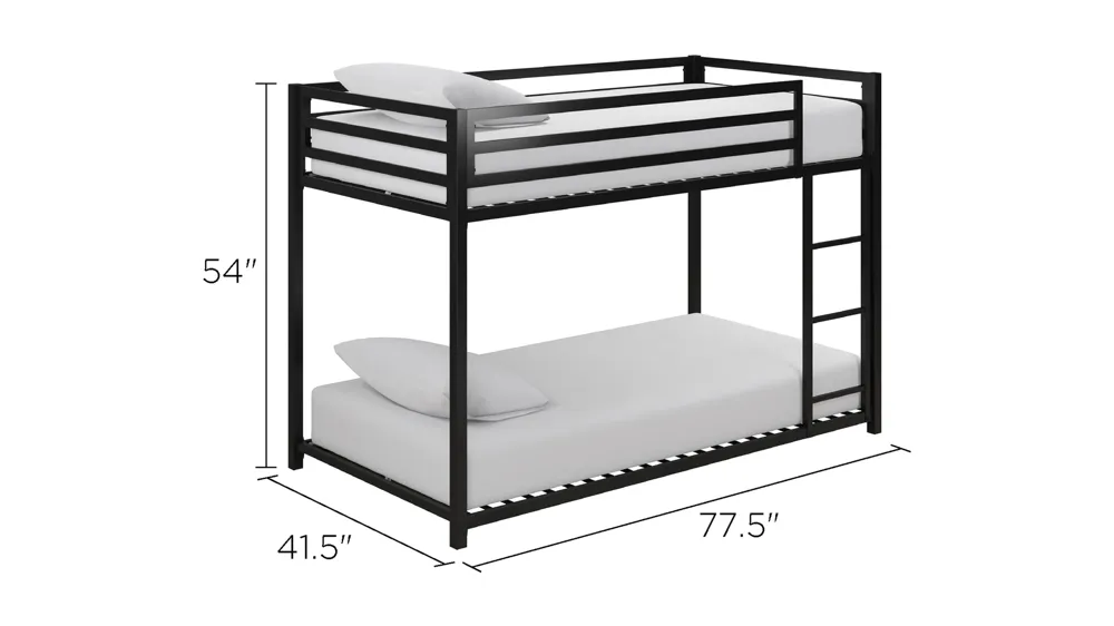 Miles Twin over Twin Bunk Bed Dimensions