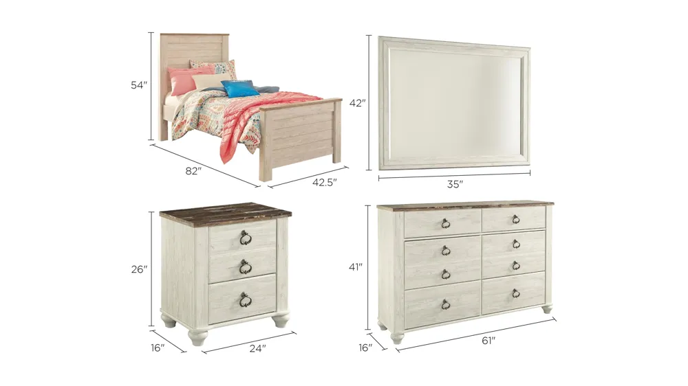 Collingwood 4-pc. Bedroom Set Dimensions