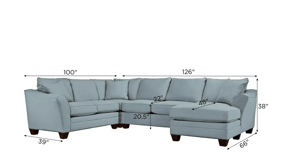 Foresthill 4-pc. Sectional w/ Right Arm Facing Chaise Dimensions