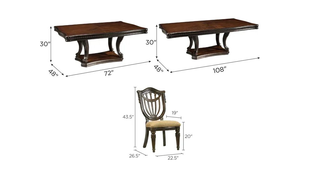 Bradford Heights 5-pc. Dining Set Dimensions