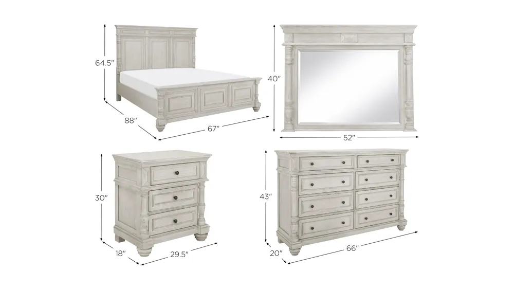 Ilaria 4-pc. Platform Bedroom Set Dimensions