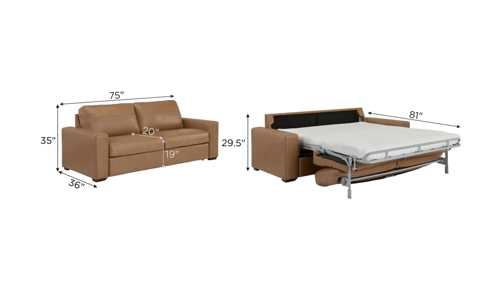 Harley 2-pc. Leather Full Sleeper Dimensions