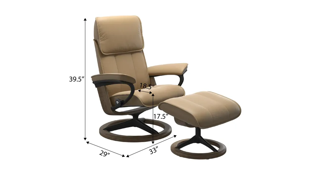 Admiral Medium Signature Chair & Ottoman Dimensions